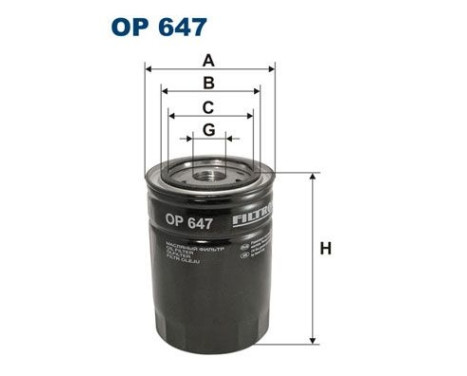 Filter, hydraulics OP 647 Filtron
