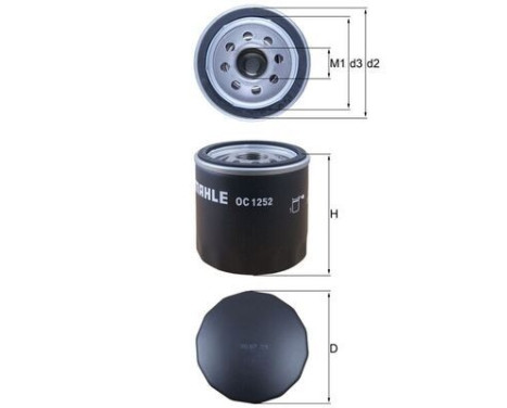 Oil Filter OC 1252 Mahle, Image 2
