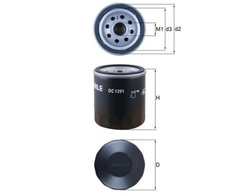 Oil Filter OC 1291 Mahle, Image 2
