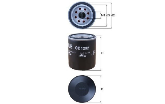 Oil Filter OC 1292 Mahle, Image 2