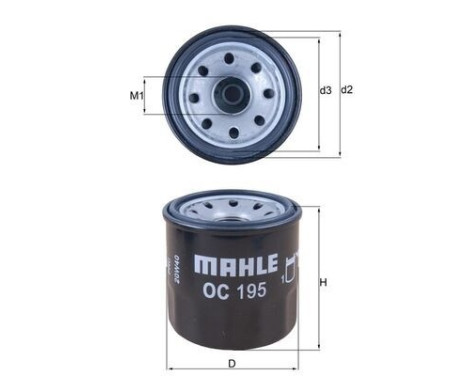 Oil Filter OC 195 Mahle, Image 2