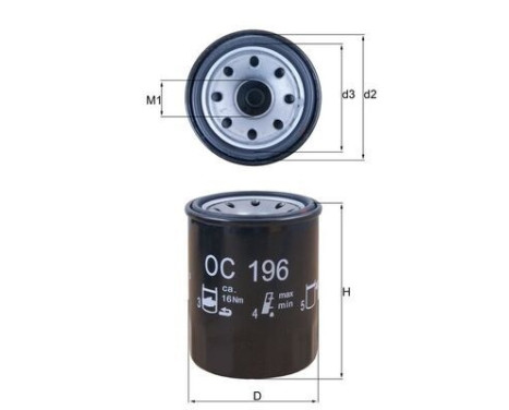 Oil Filter OC 196 Mahle, Image 3