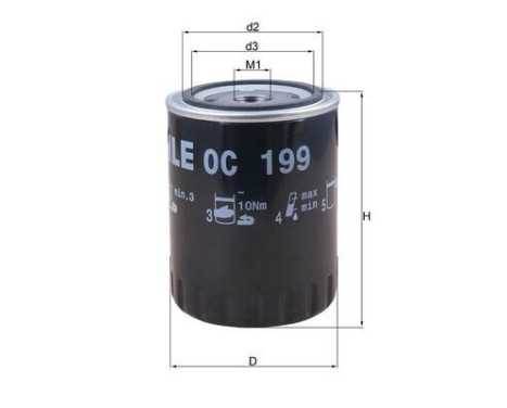 Oil Filter OC 199 Mahle, Image 2