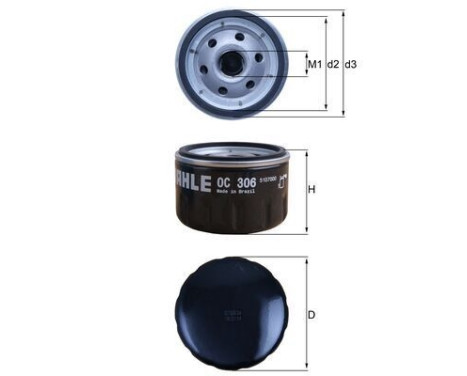 Oil Filter OC 306 Mahle, Image 2