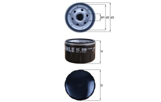 Oil Filter OC 306 Mahle, Image 2