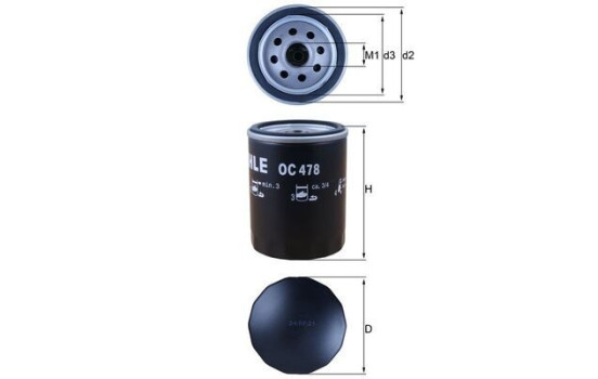 Oil Filter OC 478 Mahle, Image 2