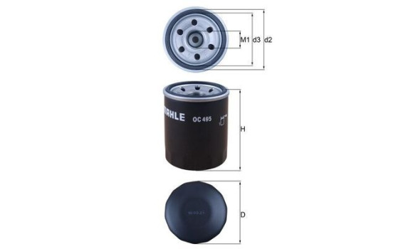 Oil Filter OC 495 Mahle, Image 3