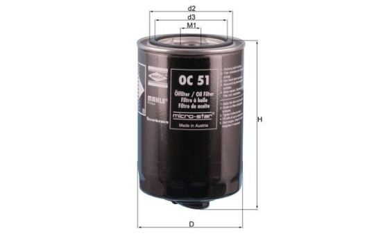 Oil Filter OC 51 OF Mahle, Image 2