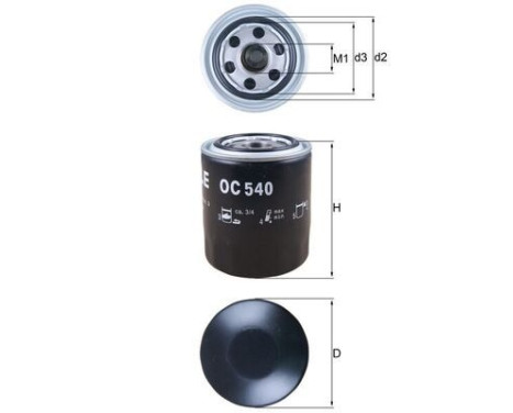 Oil Filter OC 540 Mahle, Image 2