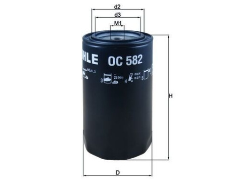Oil Filter OC 582 Mahle, Image 2