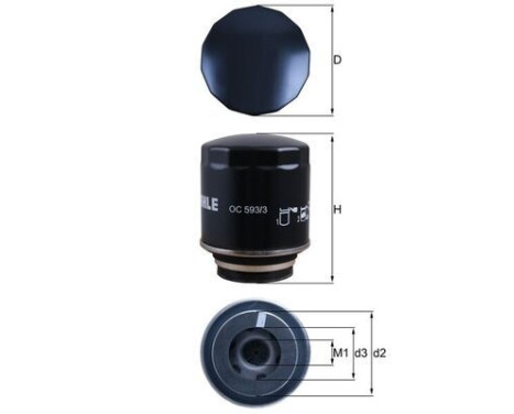 Oil Filter OC 593/3 Mahle, Image 2