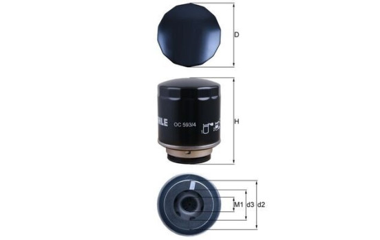 Oil Filter OC 593/4 Mahle, Image 2