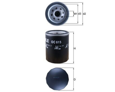 Oil Filter OC 615 Mahle, Image 2