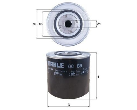 Oil Filter OC 86 Mahle, Image 3