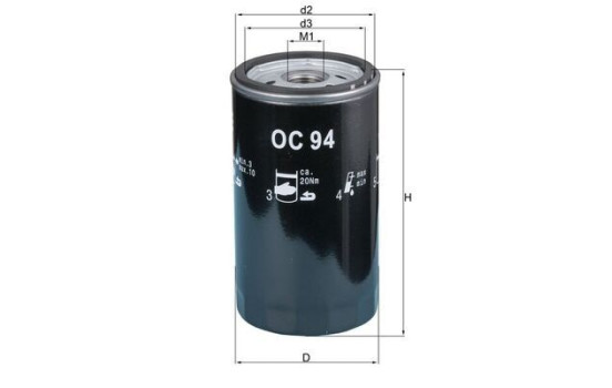 Oil Filter OC 94 Mahle, Image 3
