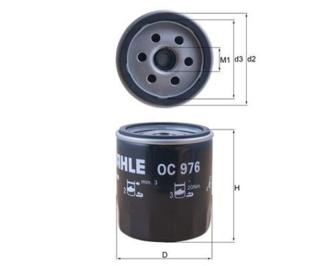 Oil Filter OC 976 Mahle, Image 3