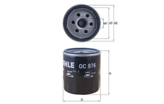Oil Filter OC 976 Mahle, Image 3