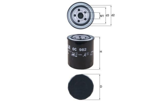 Oil Filter OC 982 Mahle, Image 3