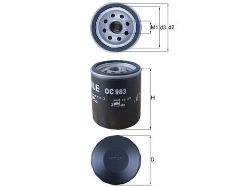 Oil Filter OC 983 Mahle, Image 3