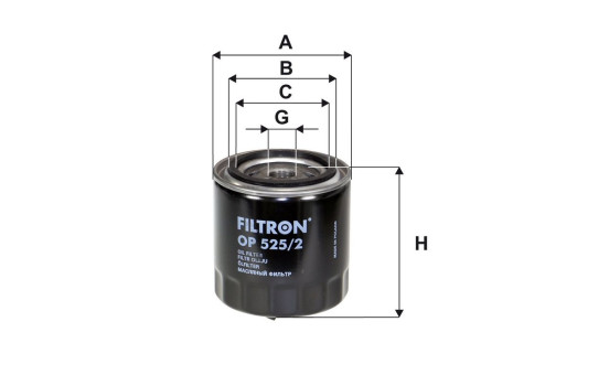 Oil filter OP 525/2 Filtron, Image 2