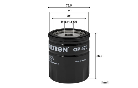 Oil filter OP 570 Filtron, Image 3