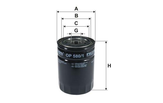 Oil filter OP 580/1 Filtron, Image 2