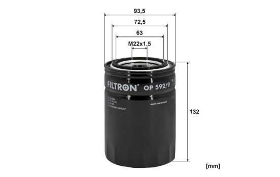 Oil filter OP 592/9 Filtron, Image 3