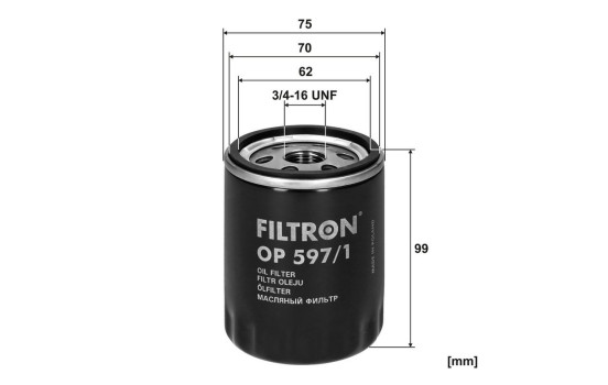 Oil filter OP 597/1 Filtron, Image 3