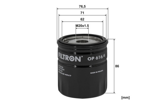 Oil filter OP 616/4 Filtron, Image 2