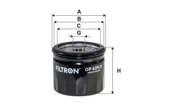 Oil filter OP 629/3 Filtron, Image 2