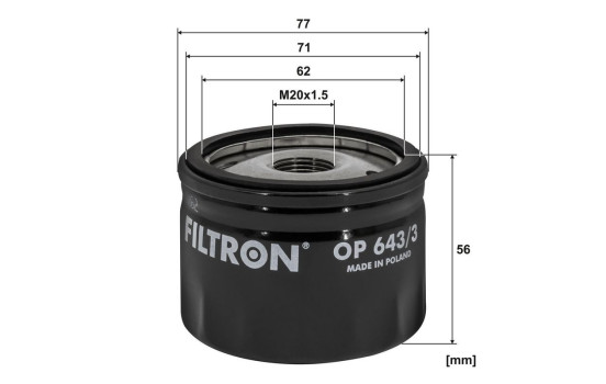 Oil filter OP 643/3 Filtron, Image 3