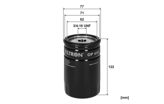 Oil filter OP 644 Filtron, Image 2