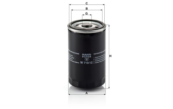 Oil Filter W 719/12 Mann, Image 3