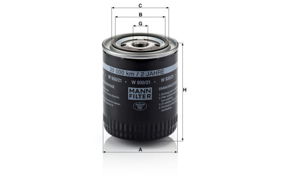 Oil Filter W 930/21 Mann, Image 3