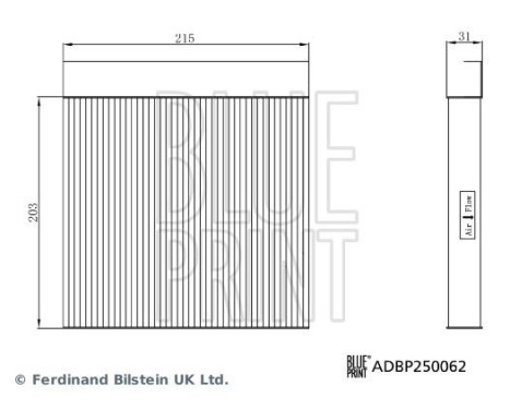 cabin air filter ADBP250062 Blue Print