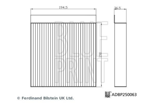 cabin air filter ADBP250063 Blue Print