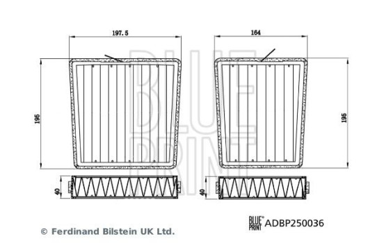 cabin air filter (set) ADBP250036 Blue Print, Image 3