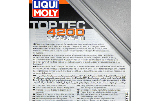 Engine oil Liqui Moly Top Tec 4200 5W30 C3 5L, Image 2