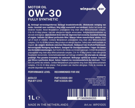 Motor oil Winparts GO! 0W30 C2 1L, Image 2