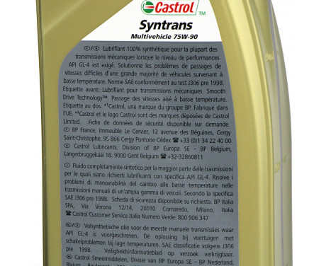 Castrol Syntrans Multivehicle Gearbox Oil 75W-90 1L, Image 2