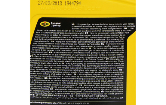 Gearbox oil Kroon-Oil Syngear 75W-90 1L, Image 3