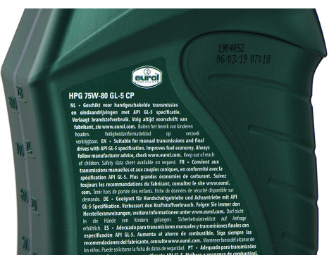 Transmission oil Eurol HPG GL 5 CP 75W-80 1L, Image 2