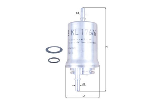 Fuel filter KL 176/6D Mahle, Image 2