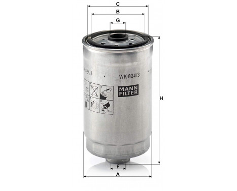 Fuel filter WK 824/3 Mann, Image 2
