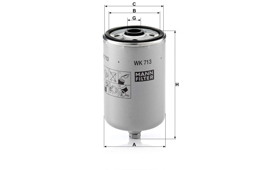 Fuel filter WK713 Mann, Image 2