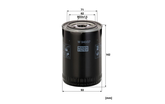 Filter, operating hydraulics W 940/37 MANN-FILTER, Image 3