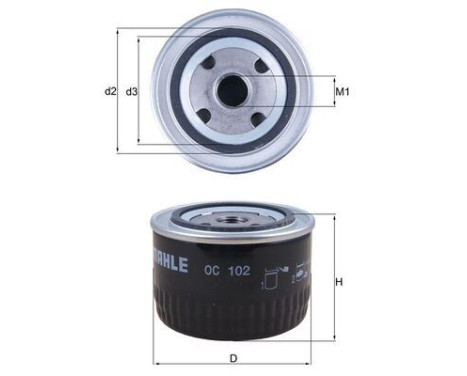 Oil Filter OC 102 Mahle, Image 2
