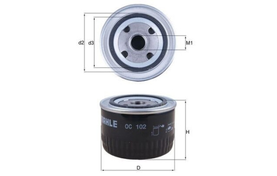 Oil Filter OC 102 Mahle, Image 2