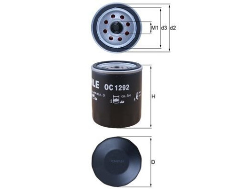 Oil Filter OC 1292 Mahle, Image 2