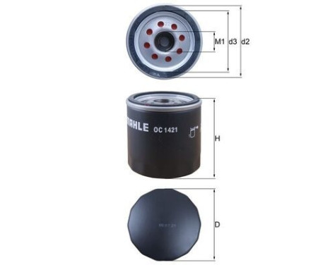 Oil Filter OC 1421 Mahle, Image 2